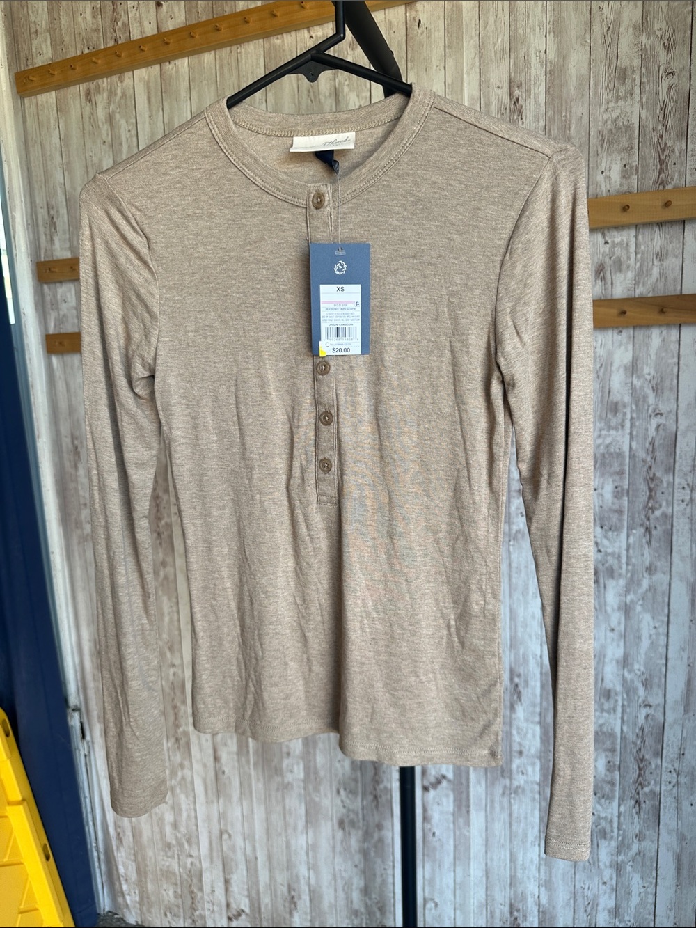 Universal Thread Long Sleeve Henley Top - Taupe